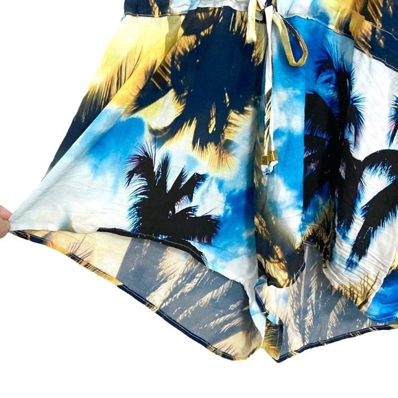 SUBOO Palm Print Open Back V-Neck Tropical Boho Playsuit Romper - Picture 8 of 13